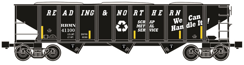 Ready Made Trains (RMT) 66212-2 O Gauge 70 Ton Hopper Car Reading & Northern RBMN "Scrap Metal Service"