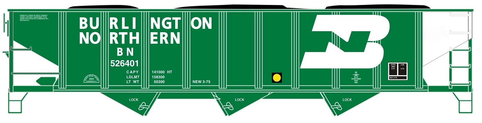 Ready Made Trains (RMT) 66228 O Gauge 70 Ton Hopper Car Burlington Northern BN