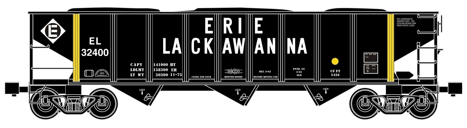 Ready Made Trains (RMT) 66239 O Gauge 70 Ton Hopper Car Erie Lackawanna EL