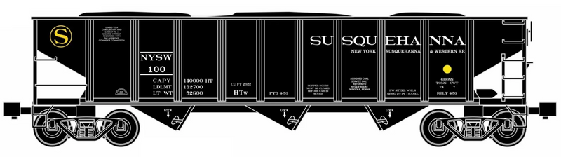 Ready Made Trains (RMT) 66243 O Gauge 70 Ton Hopper Car Susquehanna NYS&W