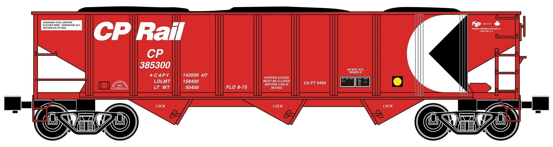 Ready Made Trains (RMT) 66255 O Gauge 70 Ton Hopper Car Canadian Pacific CP Rail