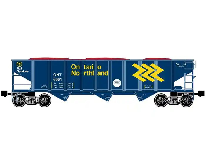 Ready Made Trains (RMT) 66299-02 O Gauge 70 Ton Hopper Car Ontario Northland ONT