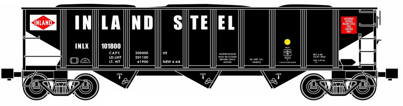 Ready Made Trains (RMT) 66299-183 O Gauge 70 Ton Hopper Car Inland Steel INLX