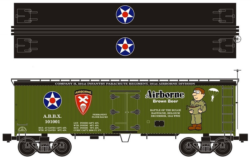 Ready Made Trains (RMT) 86131 O Scale 36' Wood Side Reefer Car Army Beer