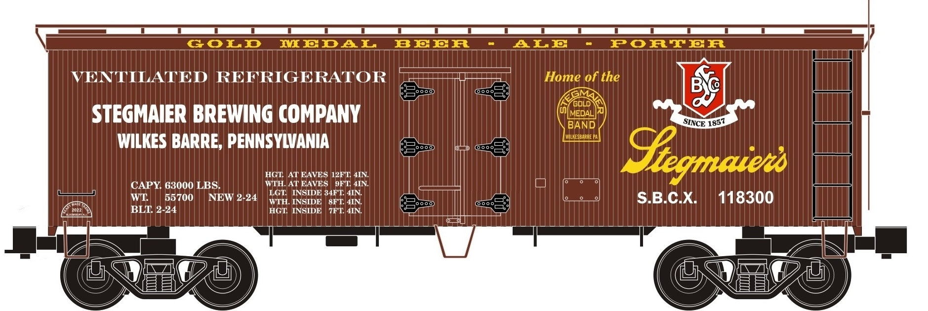 Ready Made Trains (RMT) 86189 O Scale 36' Wood Side Reefer Car Stegmaier Beer