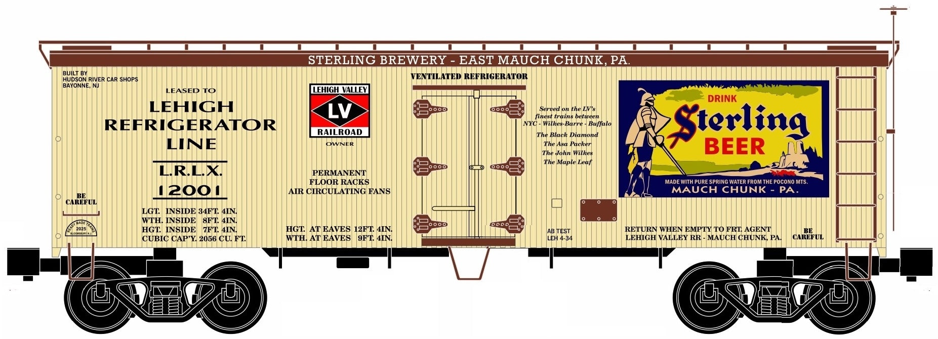 Ready Made Trains (RMT) 86199-174 O Scale 36' Wood Side Reefer Car Sterling Beer