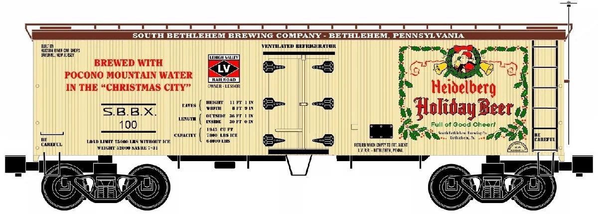 Ready Made Trains (RMT) 86199-179 O Scale 36' Wood Side Reefer Car Heidelberg Holiday Beer
