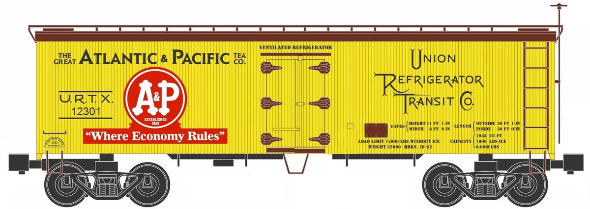 Ready Made Trains (RMT) 86199-27 O Scale 36' Wood Side Reefer Car A&P Foods URTX
