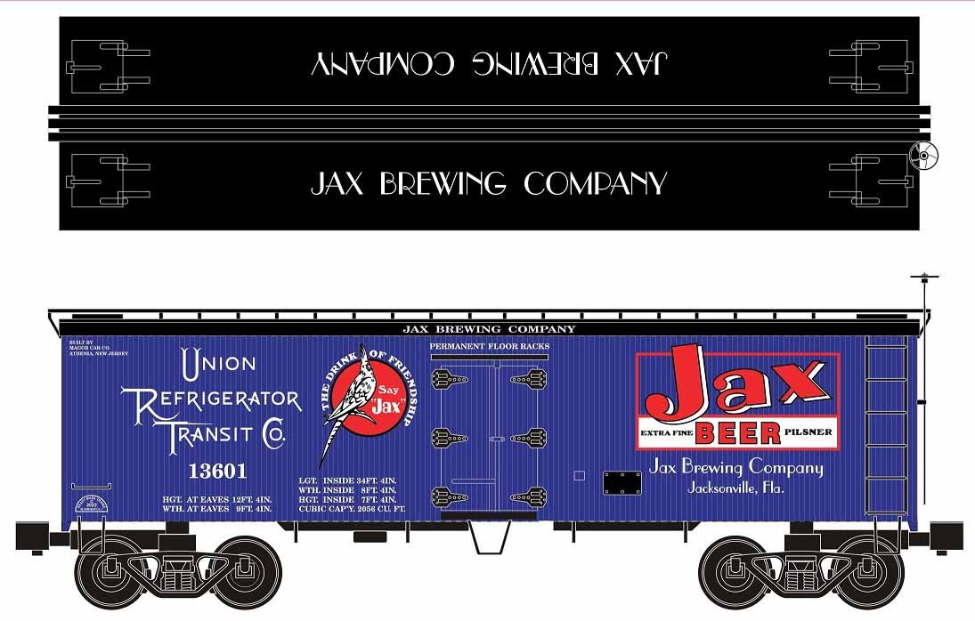 Ready Made Trains (RMT) 86199-93 O Scale 36' Wood Side Reefer Car Jax Beer