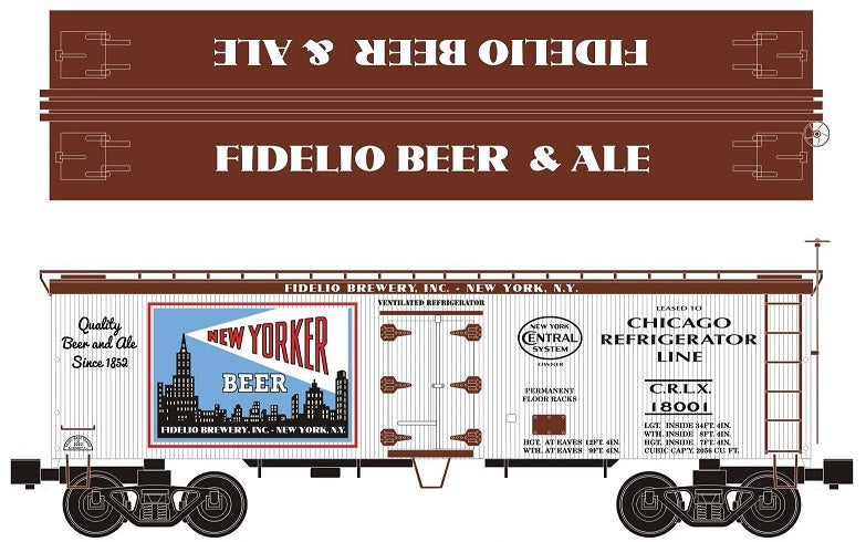 Ready Made Trains (RMT) 86199-97 O Scale 36' Wood Side Reefer Car New Yorker Beer