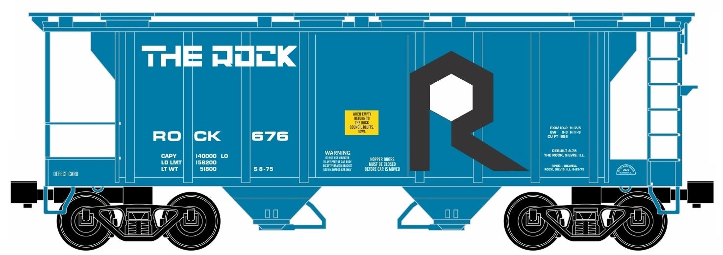 Ready Made Trains (RMT) 86340 O Scale 2 Bay Covered Hopper Rock Island (#s Vary)
