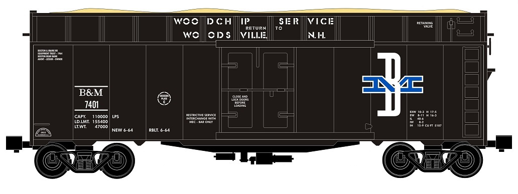Ready Made Trains (RMT) 86442 O Scale Woodchip Car Boston & Maine B&M (#s Vary)