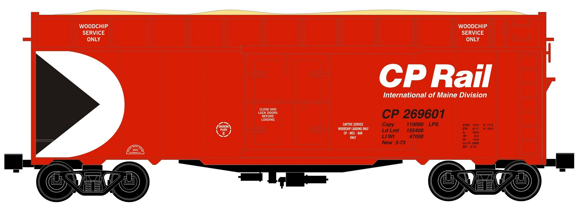 Ready Made Trains (RMT) 86455 O Scale Woodchip Car Canadian Pacific CP Rail (#s Vary)