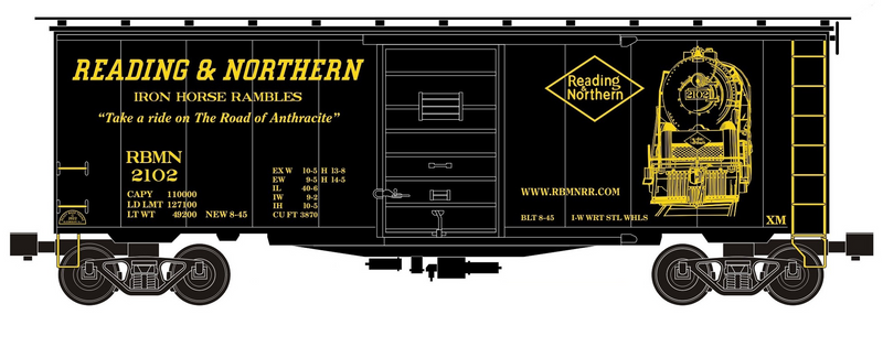 Ready Made Trains (RMT) 964122 O Gauge Boxcar Reading & Northern - Black