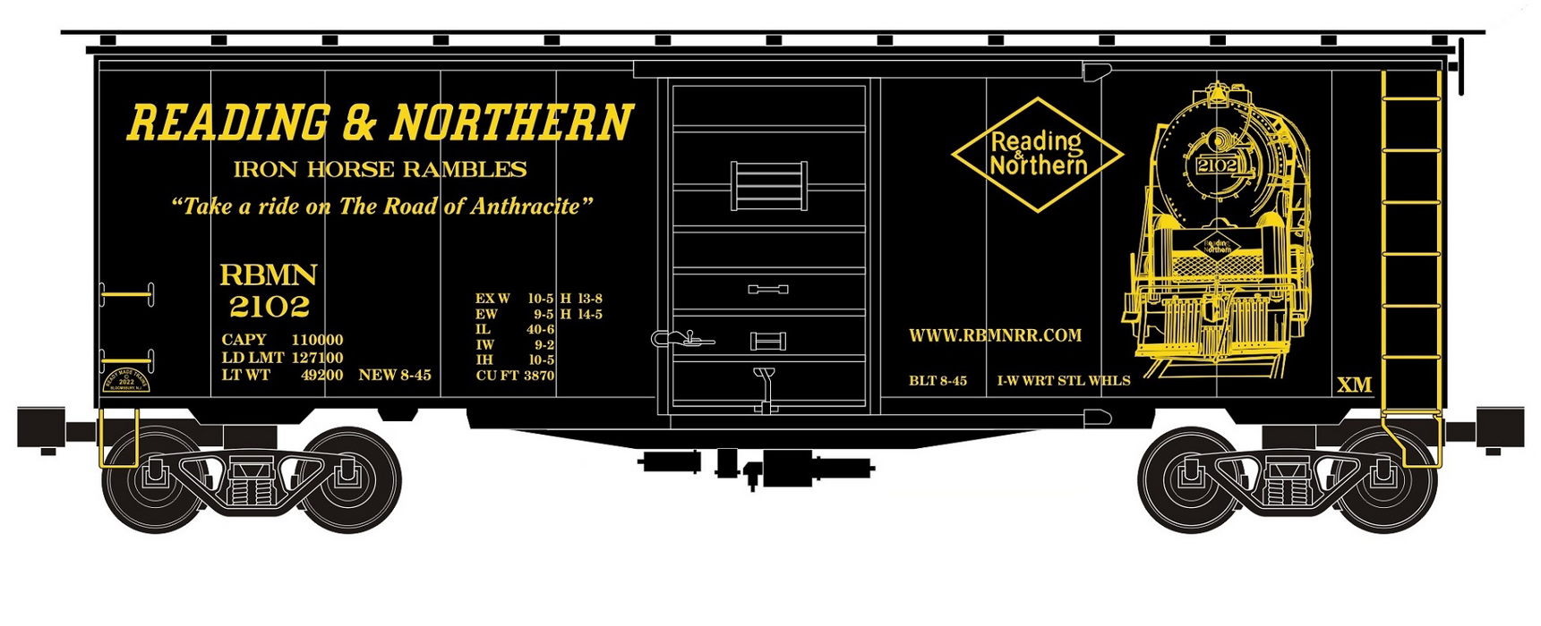 Ready Made Trains (RMT) 964122 O Gauge Boxcar Reading & Northern - Black