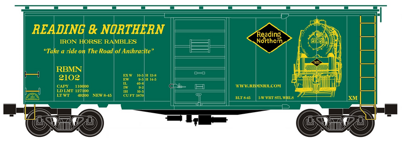 Ready Made Trains (RMT) 964123 O Gauge Boxcar Reading & Northern - Green
