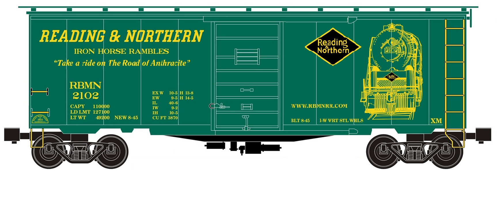 Ready Made Trains (RMT) 964123 O Gauge Boxcar Reading & Northern - Green