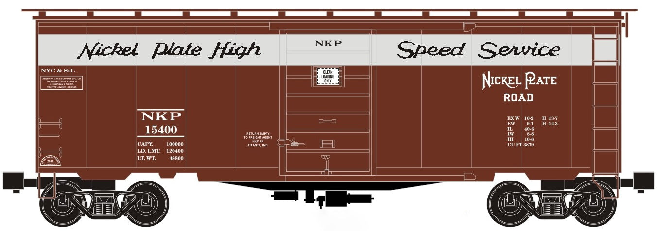 Ready Made Trains (RMT) 96445 O Gauge Boxcar Nickel Plate Road NKP