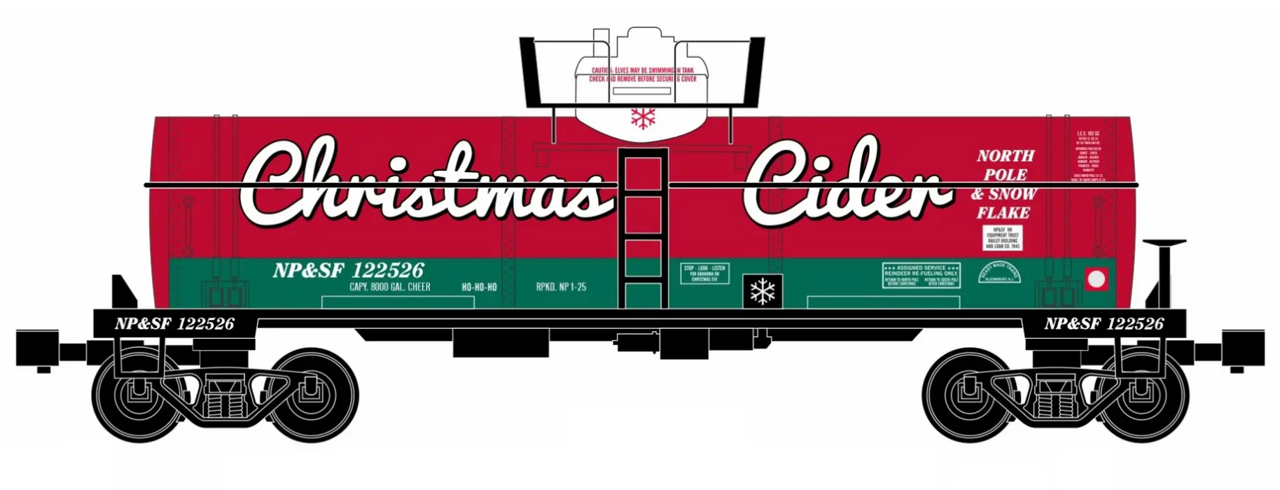 Ready Made Trains (RMT) 968505 O Gauge Single Dome Tank Car Christmas Cider