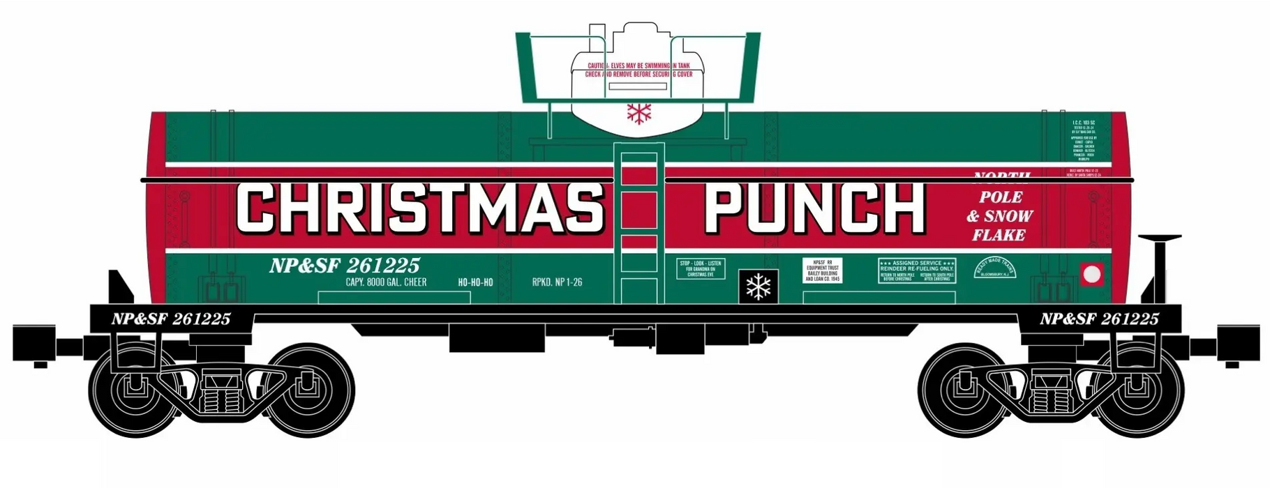 Ready Made Trains (RMT) 968506 O Gauge Single Dome Tank Car Christmas Punch