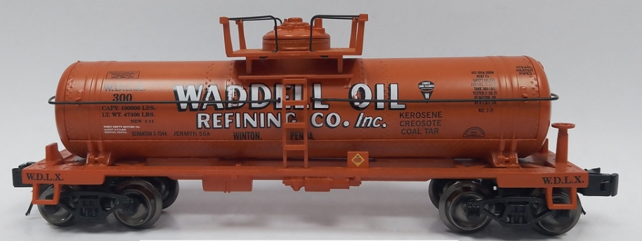 Ready Made Trains RMT 96886 O Gauge Single Dome Tank Car Waddell Oil White Rose Hobbies