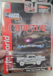 Auto World 381 HO Scale Thunderjet Ultra-G Silver Screen Machines - "White" 1985 Plymouth Fury