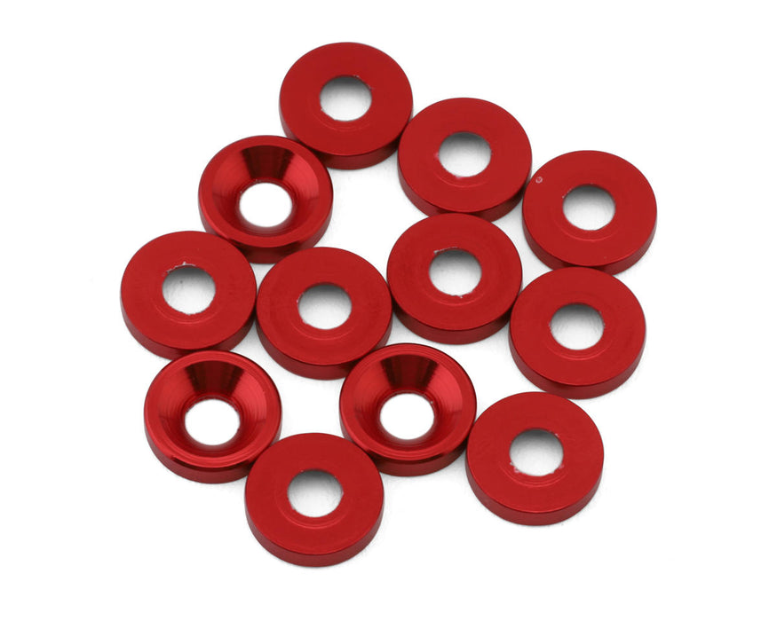 Redcat 30781 3mm Red Aluminum Countersunk Washers (12 Pack)