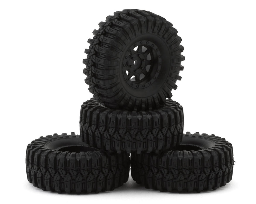 Redcat 41719 Ascent 32 Pre-mounted 1/32 Rock Crawler Tires on Black Wheels (4 Pack)