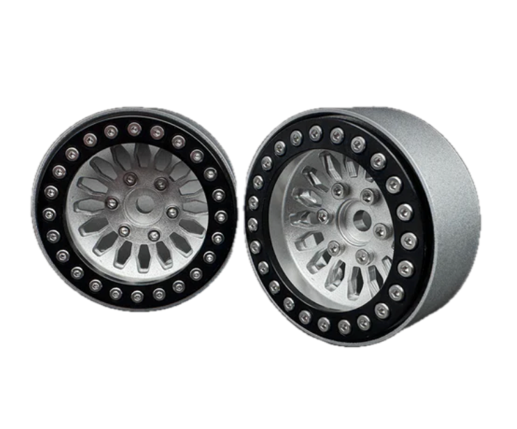 Reefs RC SEHREEFS218 Shield 1.9" Beadlock Deep Dish Off-Road Crawler Wheels with Black Rings and Hardware