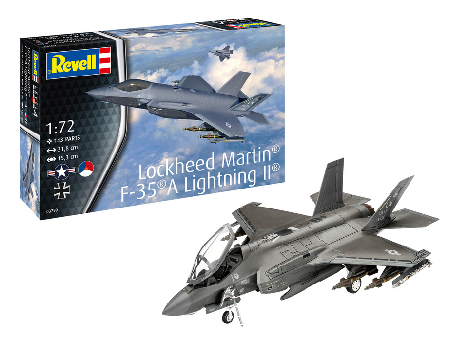 Revell 03799 1/72 F-35 A Lighting II Skill Level 4 Model Aircraft Kit