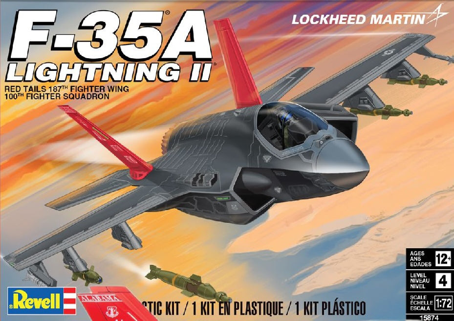 Revell 15874 1/72 Lockheed Martin F-35A Lightning II Fighter Jet Level 4 Plastic Model Kit