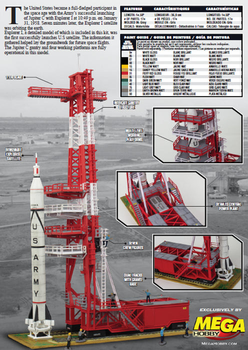 Revell 3706 1/110 Jupiter-C Rocket with Gantry Tower & Crew Limited Run Model Kit