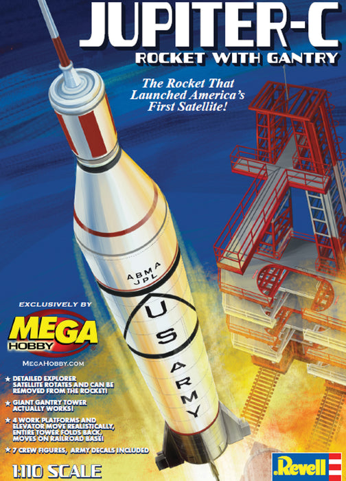 Revell 3706 1/110 Jupiter-C Rocket with Gantry Tower & Crew Limited Run Model Kit