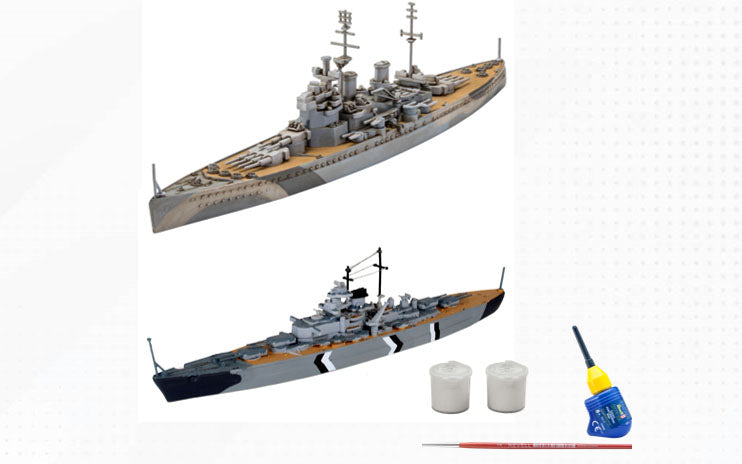 Revell 5668 1/1200 German Bismarck & HMS King George V Diorama Set