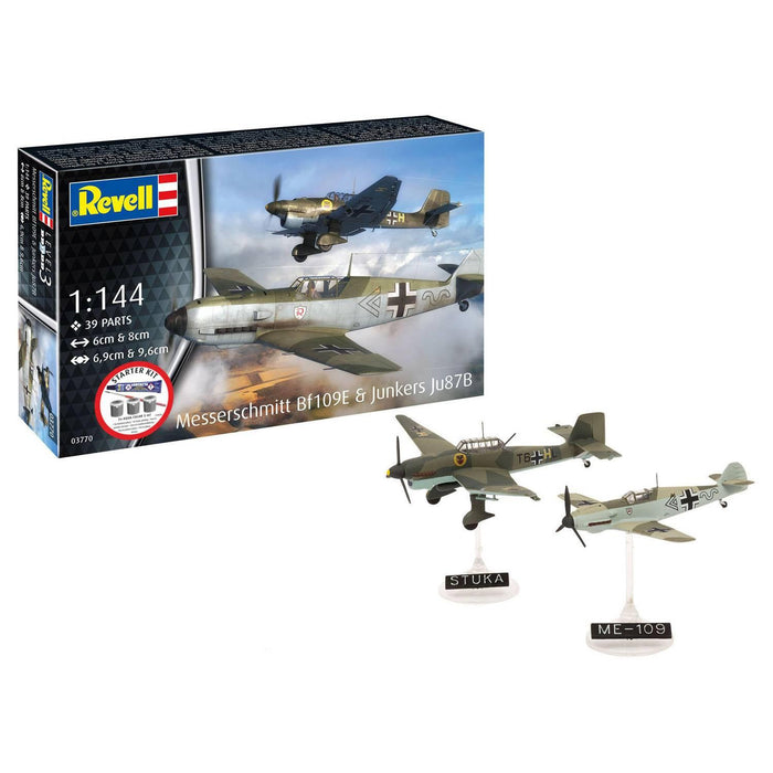 Revell 73770 1/144 Messerschmitt Bf109e & Ju87b Stuka Skill Level 3 Model Aircraft Starter Kit