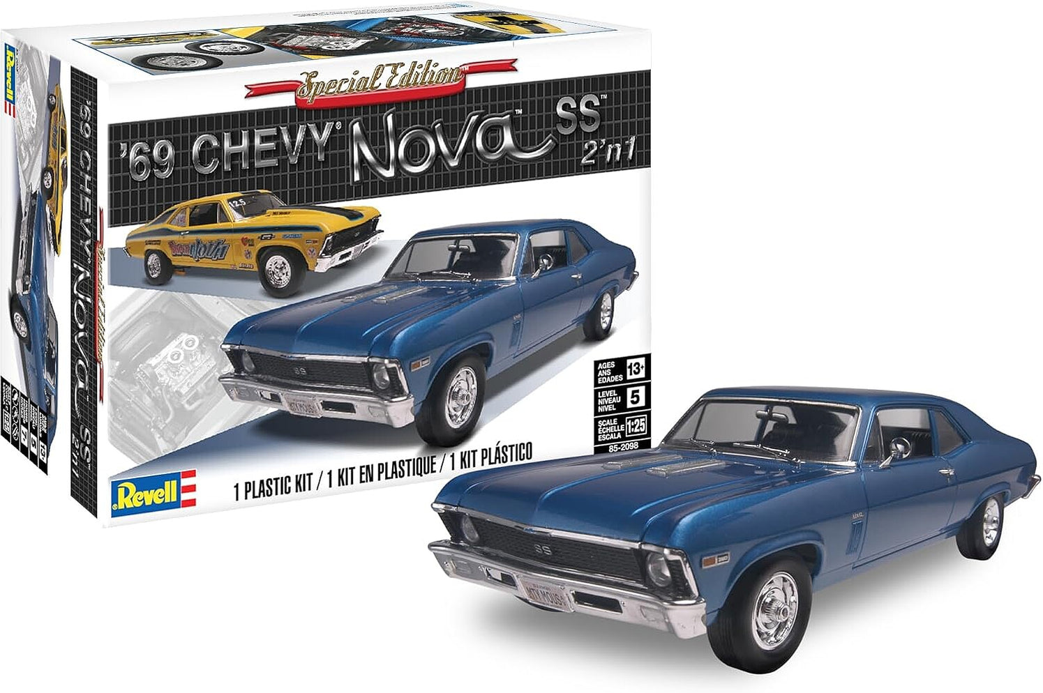 Revell 85-2098 1/25 ’69 Chevy Nova SS Model Car Kit — White Rose Hobbies