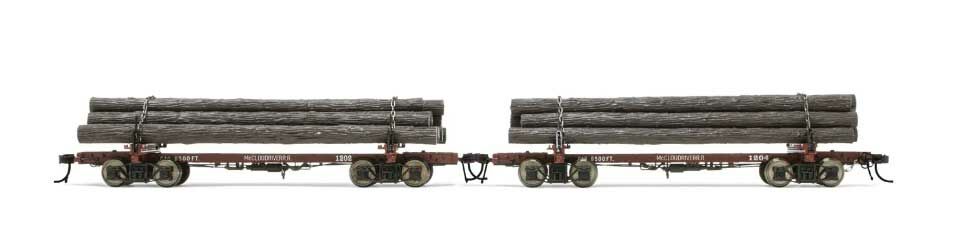 Rivarossi HO Scale HR6627 HO Scale Skeleton Log Car McCloud River 1202/1204 2 Pack