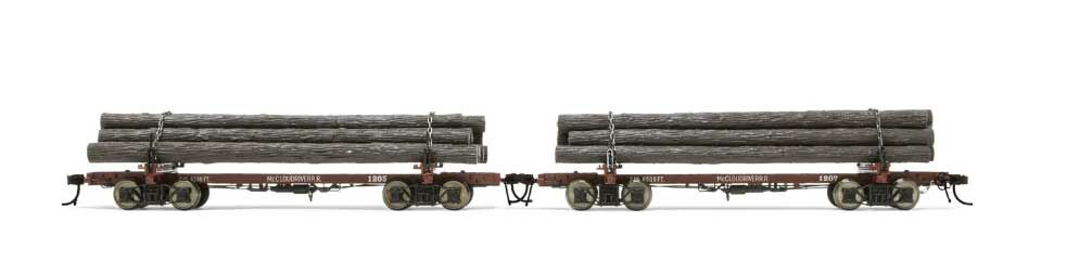 Rivarossi HO Scale HR6628 HO Scale Skeleton Log Car McCloud River 1205/1207 2 Pack