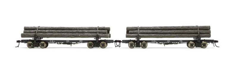 Rivarossi HO Scale HR6630 HO Scale Skeleton Log Car Coos Bay Lumber 166/168 2 Pack