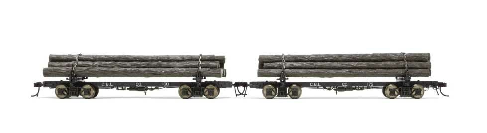 Rivarossi HO Scale HR6630 HO Scale Skeleton Log Car Coos Bay Lumber 166/168 2 Pack