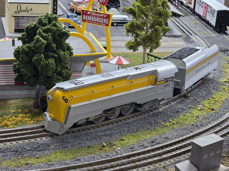 MTH Railking 30-1692-1 O Gauge 4-6-4 Streamlined Hudson Steam Loco C&O 492 with PS3 (Like New USED)