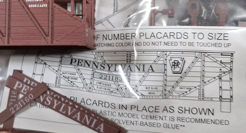 Accurail / Digital Fox HO Scale Pennsylvania H31C 55-Ton Wood-Side Hopper Kit PRR - NOS (#'s Vary)
