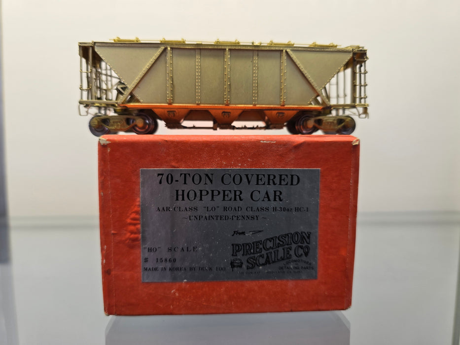 Precision Scale Co. 15860 HO Scale PRR H30 Covered Hopper Car - Un-Painted Brass