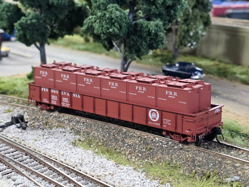 Rapido Trains 194003A HO Scale G22b Gondola Pennsylvania PRR 353185 with Containers - USED