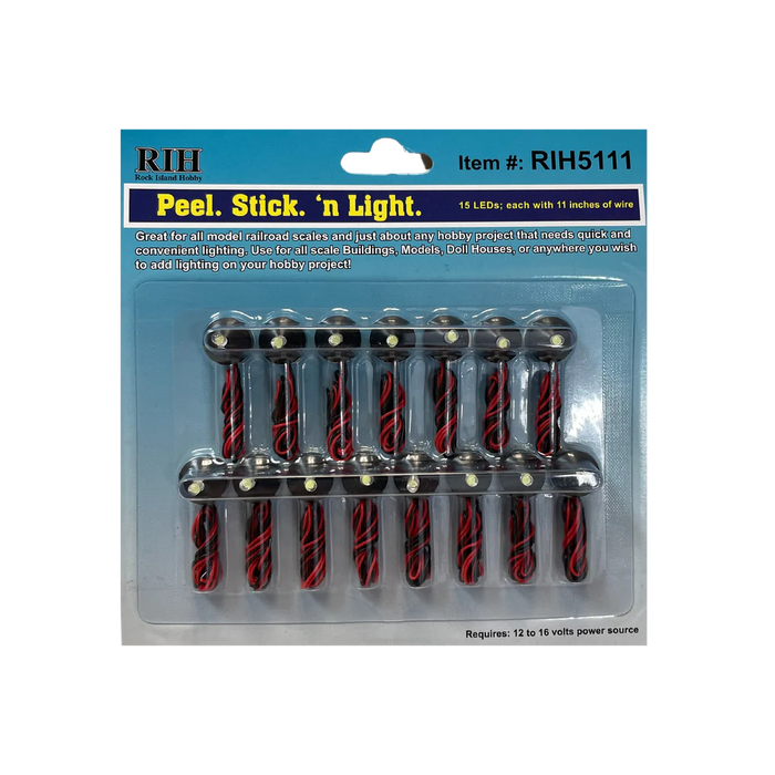 Rock Island Hobby 5111 Peel N Stick LED Light 15 Pack