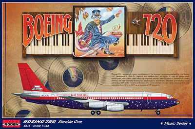 Roden Models 315 1/144 Boeing 720 Starship One Elton John 1975 Model Aircraft Kit