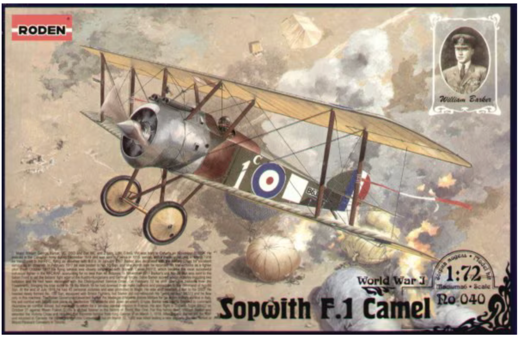 Roden Models 040 1/72 Sopwith F.1 Camel WWI Bi-Plane Model Aircraft Kit