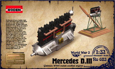 Roden Models 623 1/32 Mercedes D.III 160 H.P. Water-Cooled Engine Model Kit