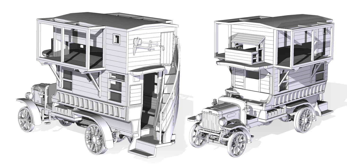 Roden Models 737 1/72 WWI LGOC Type B Bus Pigeon Loft Model Kit