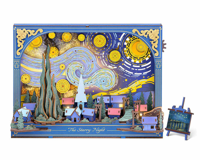 Rowood TH003 The Starry Night Wall Art DIY Miniature 3D Wooden Model Kit